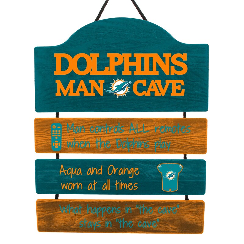 Miami Dolphins Man Cave Rules Wood Sign