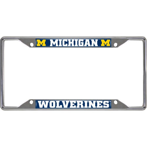 Michigan Wolverines License Plate Frame Silver