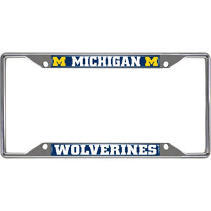 Michigan Wolverines License Plate Frame Silver