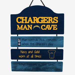 Los Angeles Chargers Man Cave Rules Wood Sign
