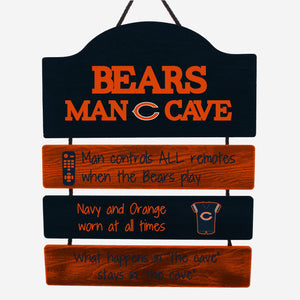 Chicago Bears Man Cave Rules Wood Sign