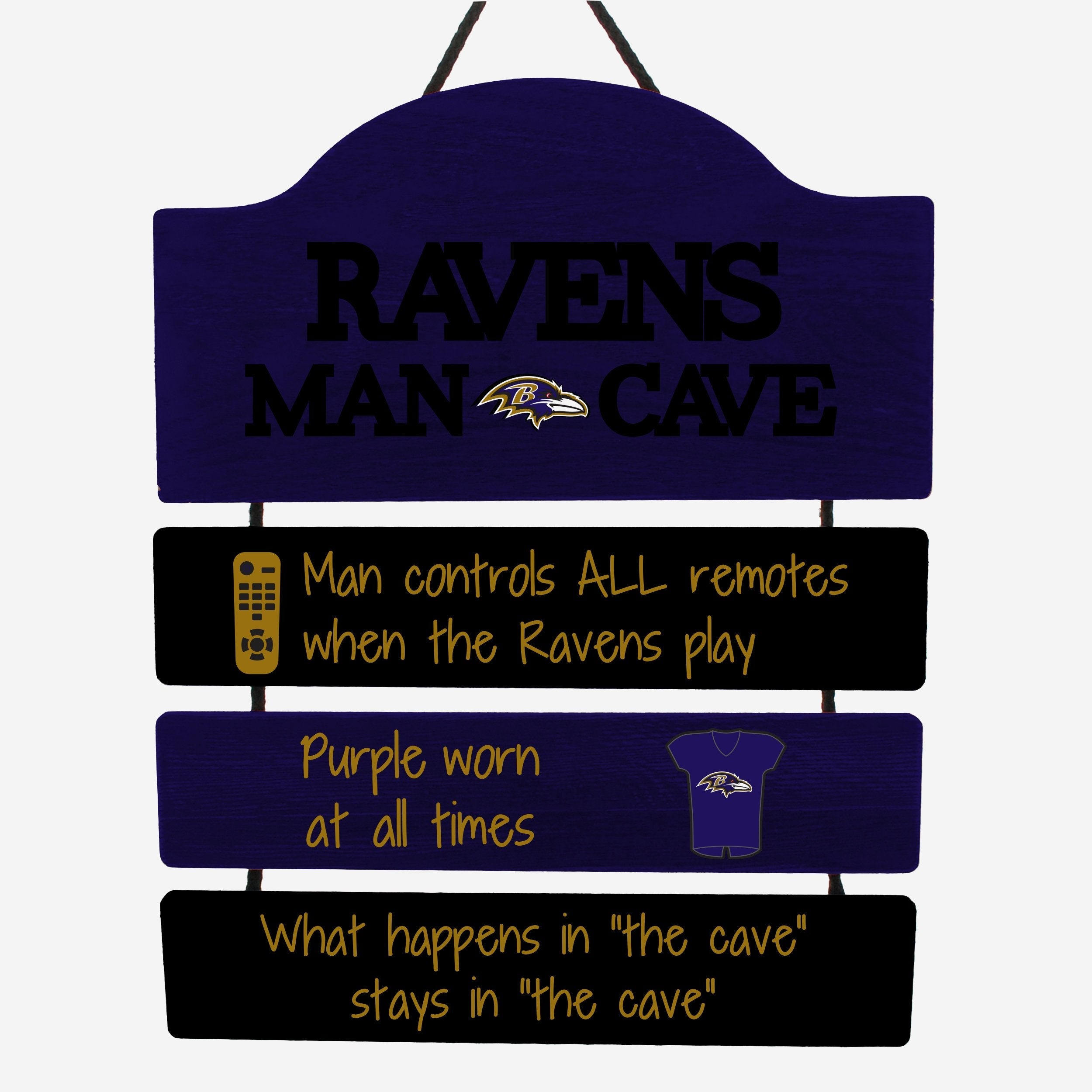 Baltimore Ravens Man Cave Rules Wood Sign