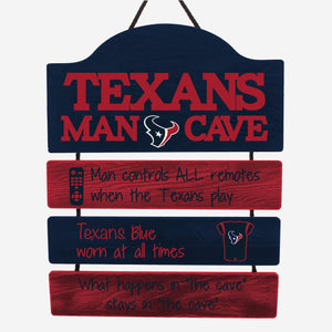 Houston Texans Man Cave Rules Wood Sign