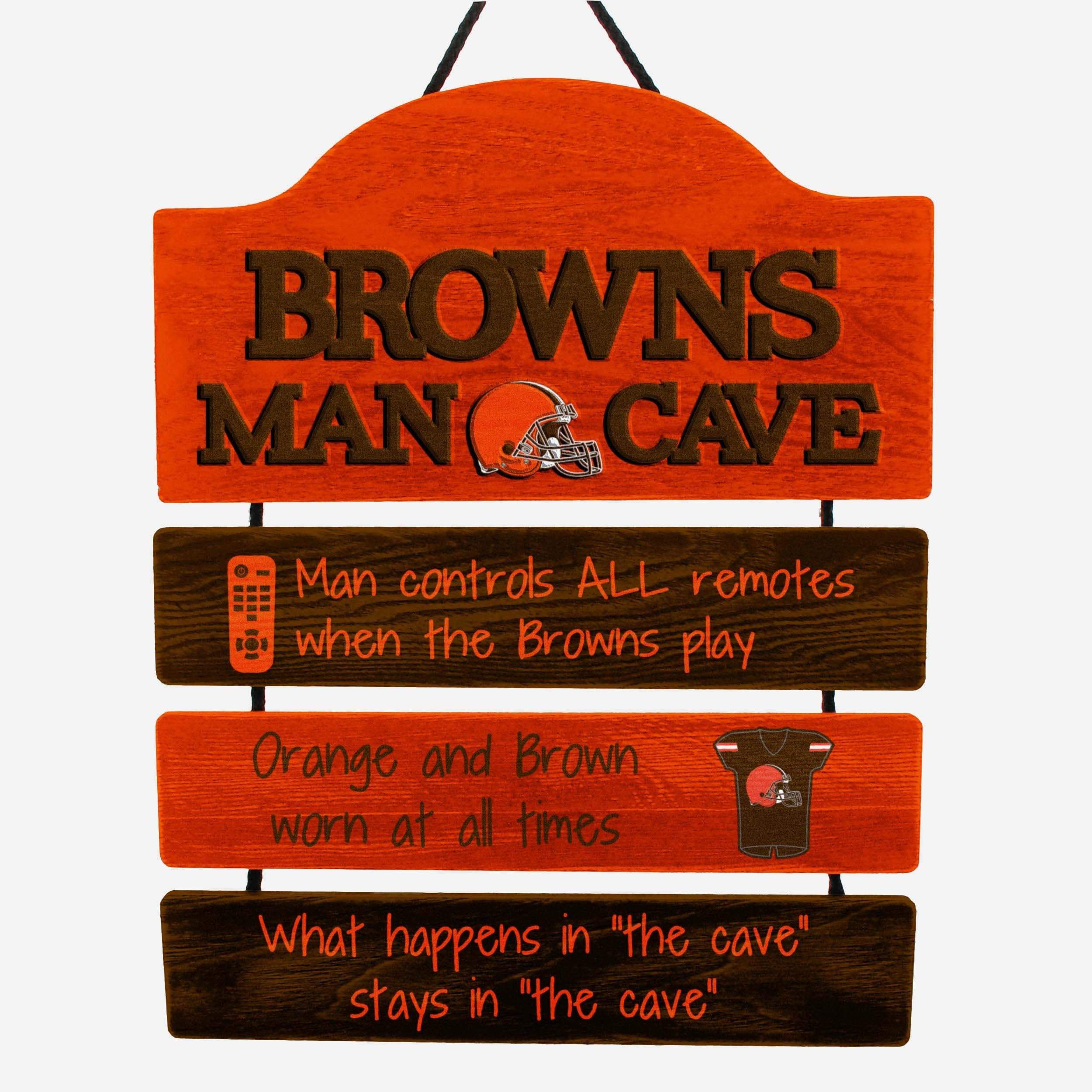 Cleveland Browns Man Cave Rules Wood Sign