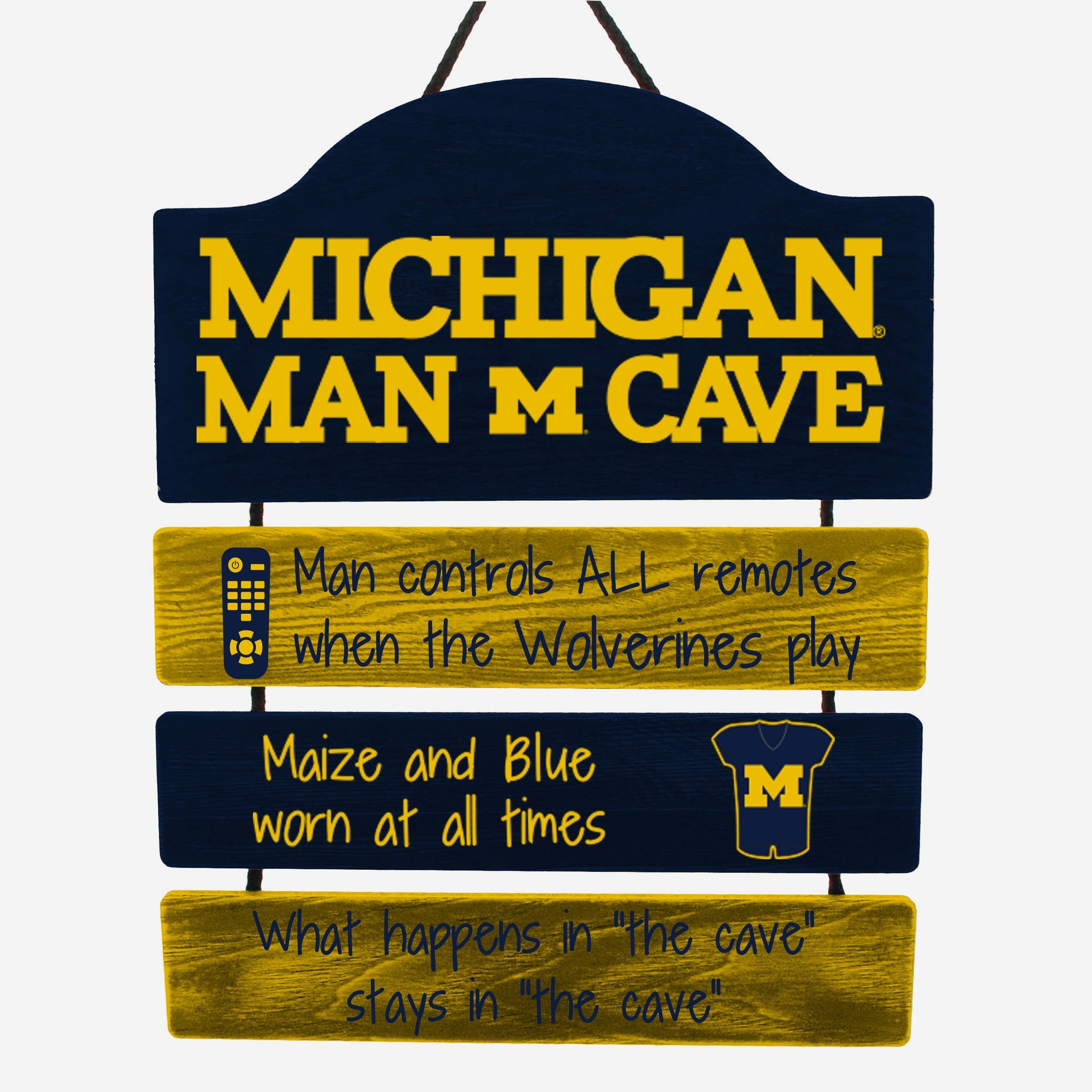 Michigan Wolverines Man Cave Rules Wood Sign