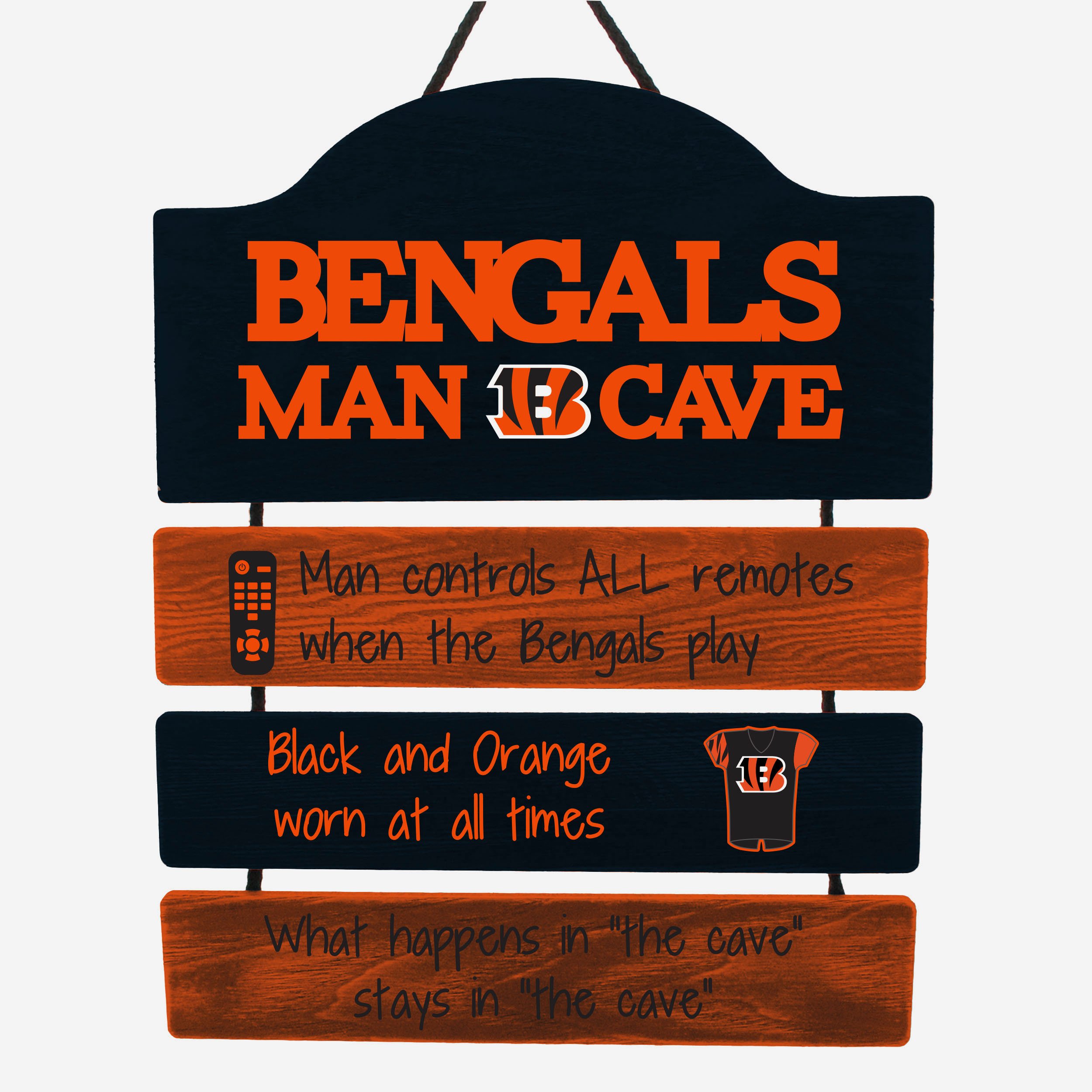 Cincinnati Bengals Man Cave Rules Wood Sign