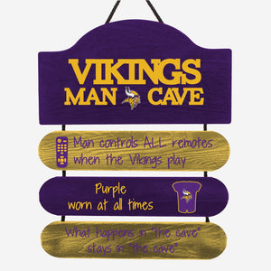 Minnesota Vikings Man Cave Rules Wood Sign