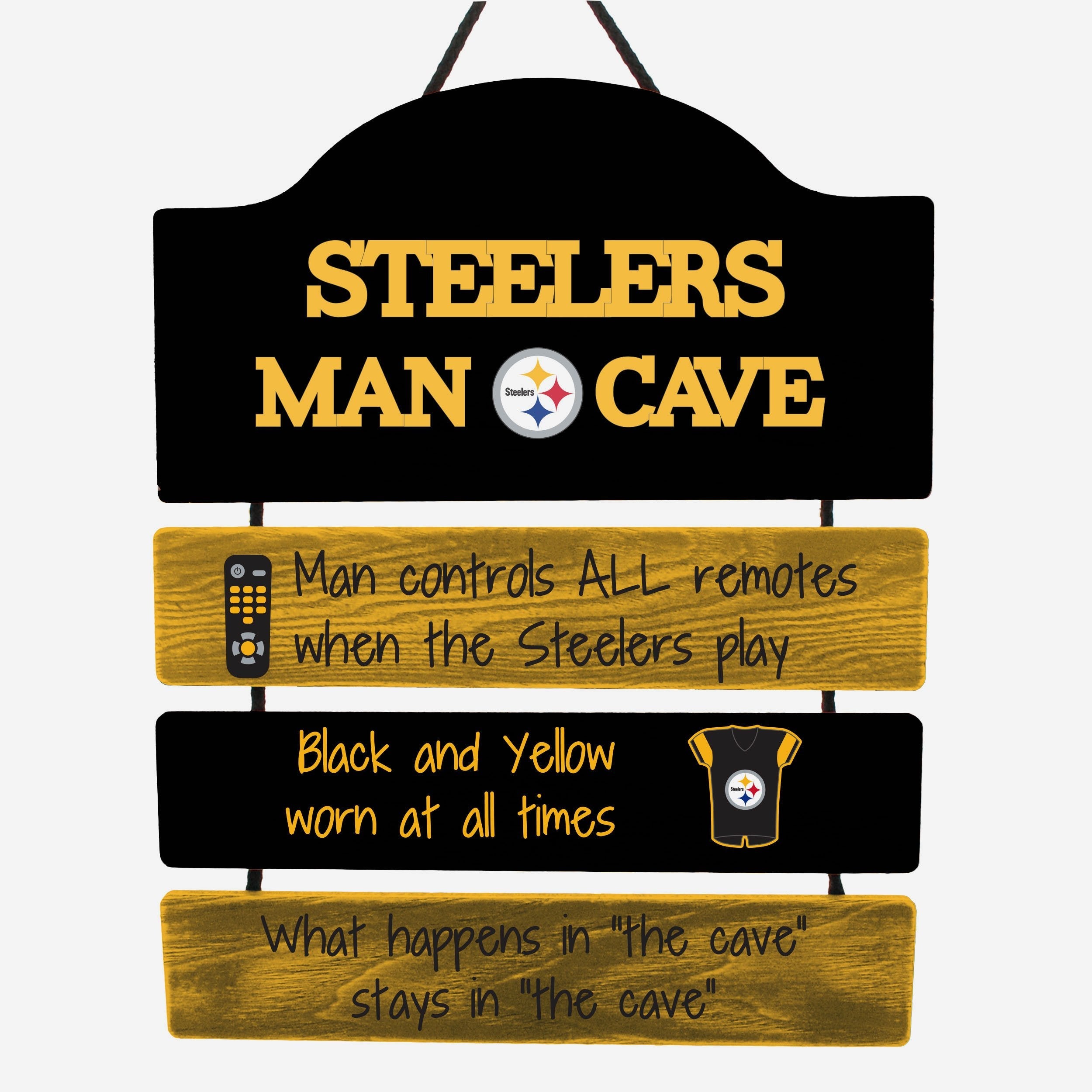 Pittsburgh Steelers Man Cave Rules Wood Sign