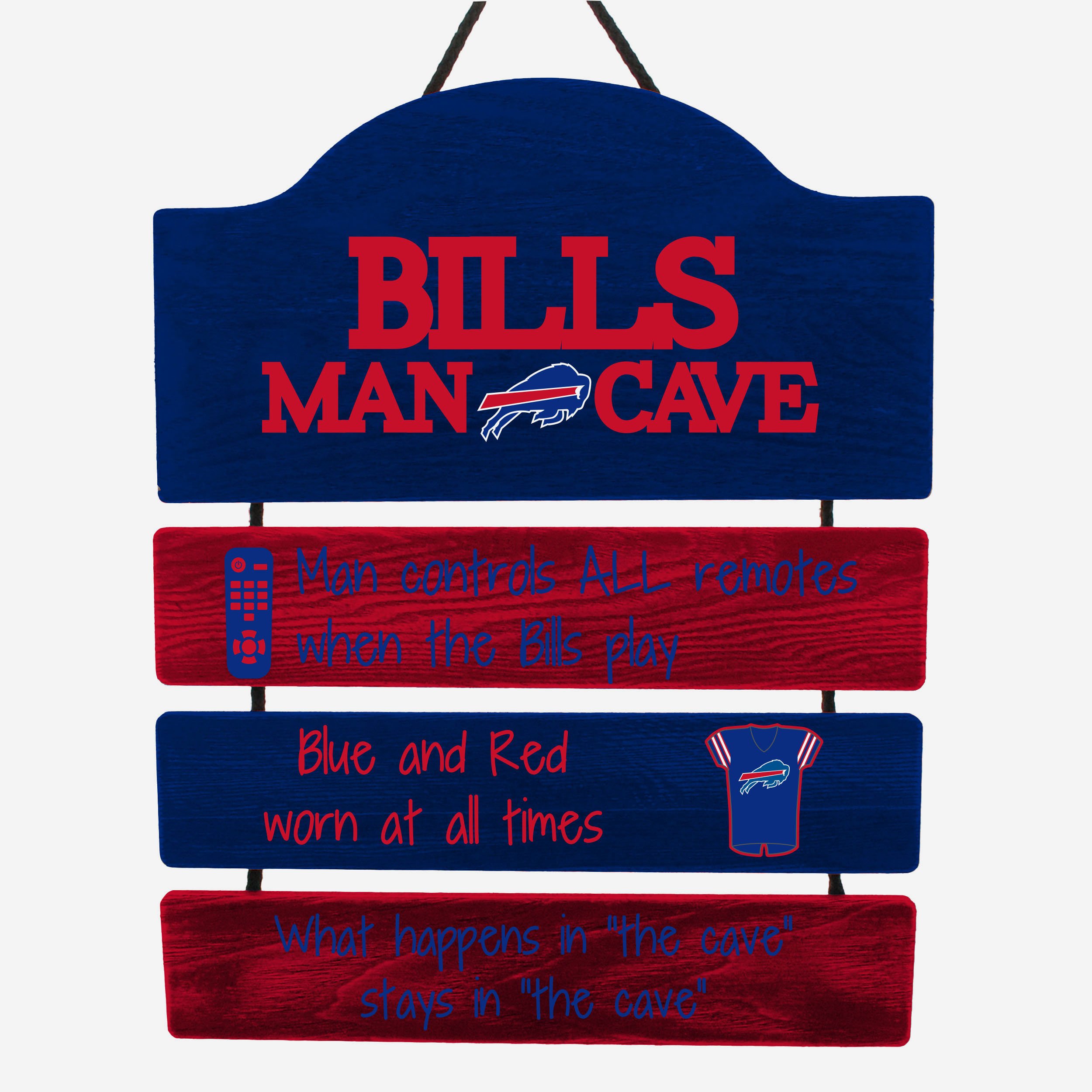 Buffalo Bills Man Cave Rules Wood Sign