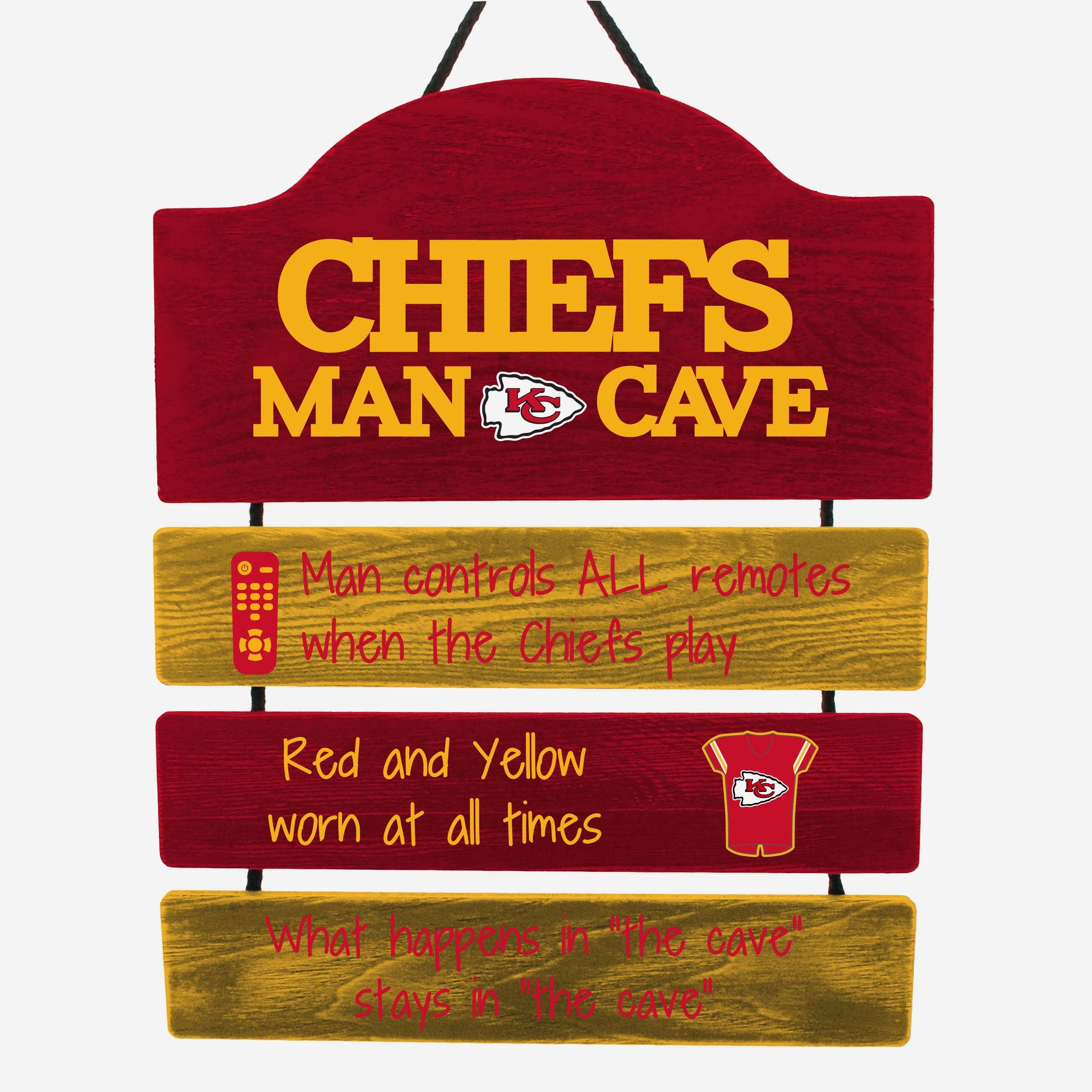 Kansas City Chiefs Man Cave Rules Wood Sign