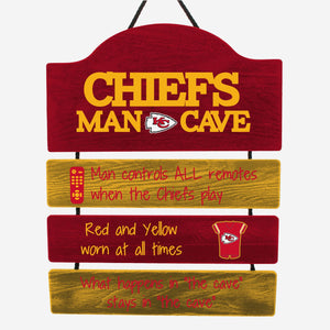 Kansas City Chiefs Man Cave Rules Wood Sign