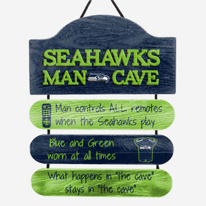 Seattle Seahawks Man Cave Rules Wood Sign