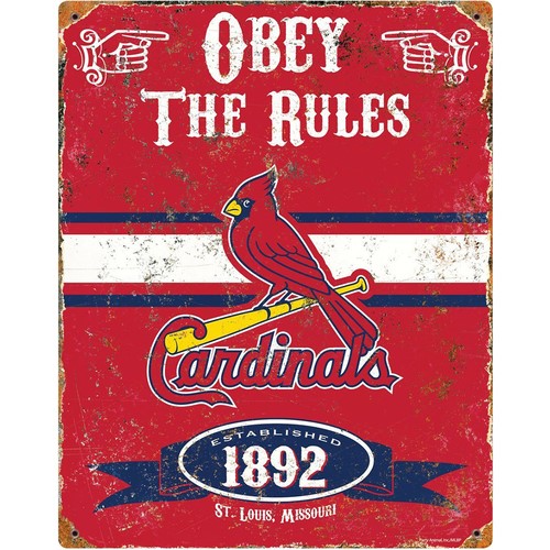 Saint Louis Cardinals Obey Rules Metal Sign