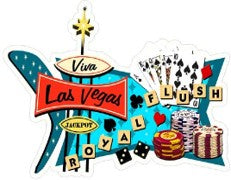 Viva Vegas Jackpot Shaped Embossed Metal Signs