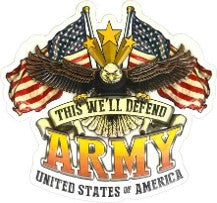 This We'll Defend Shaped Embossed Metal Signs