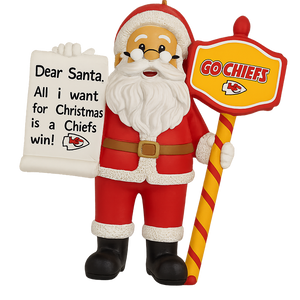Kansas City Chiefs Santa With Scroll Ornament