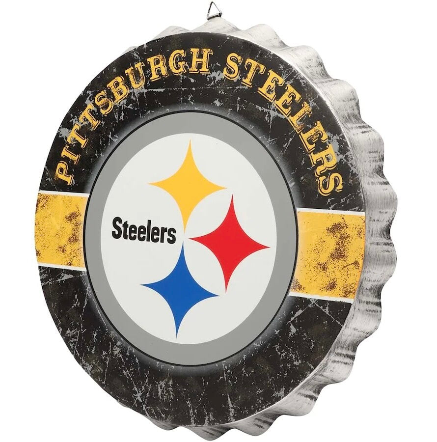 Pittsburgh Steelers Distressed Bottle Cap Signs
