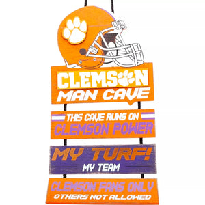 Clemson Tigers Helmet Man Cave Rules Sign