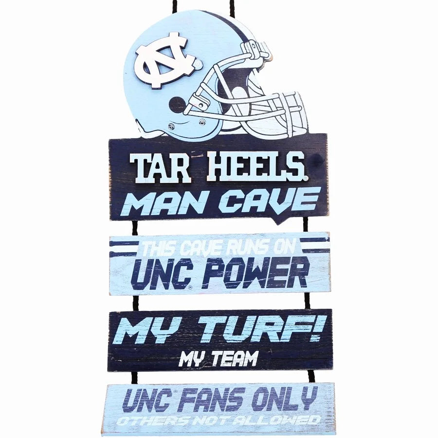 North Carolina Tar Heels Helmet Man Cave Rules Sign