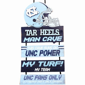 North Carolina Tar Heels Helmet Man Cave Rules Sign