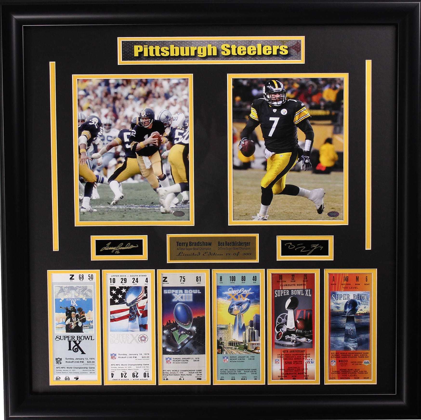 Pittsburgh Steelers Terry Bradshaw and Ben Roethlisberger Large Frames