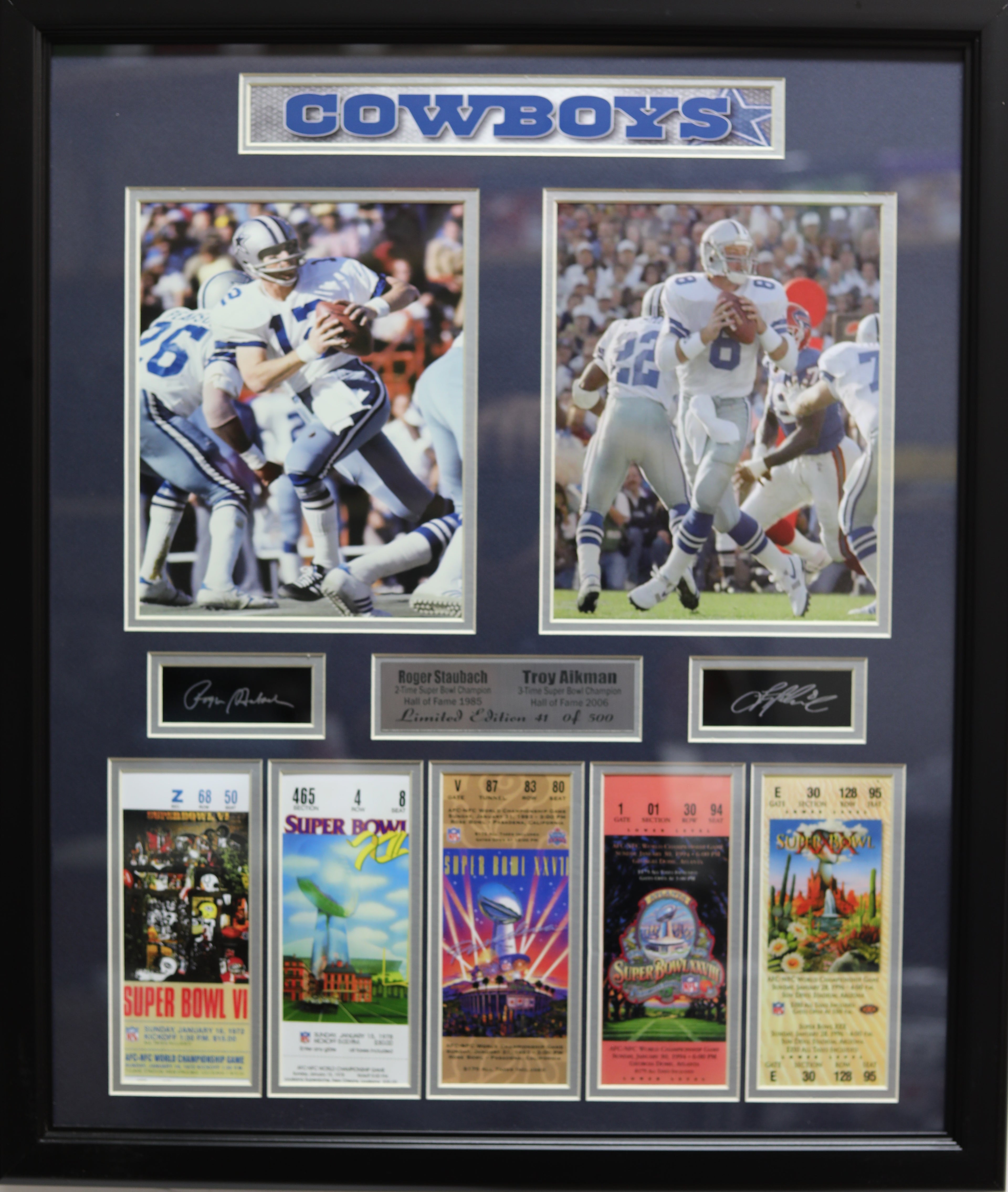 Dallas Cowboys Roger Staubach and Troy Aikman 2 Photo Frame Large Frames