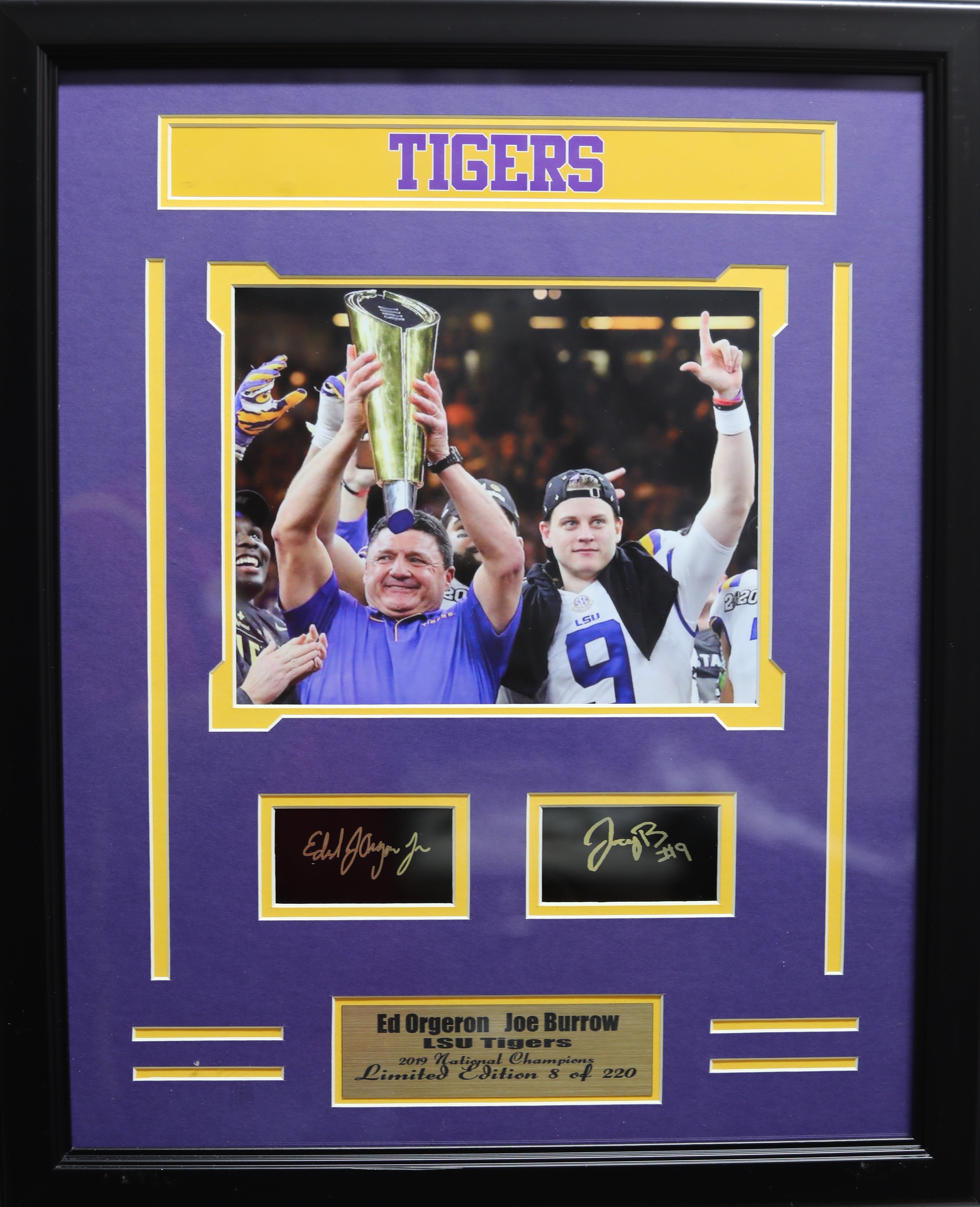 LSU Tigers Ed Orgeron and Joe Burrow Medium Frames