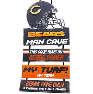 Chicago Bears Helmet Man Cave Rules Sign