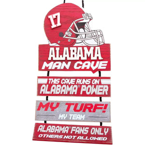 Alabama Crimson Tide Helmet Man Cave Rules Sign