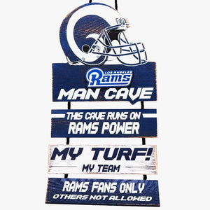 Los Angeles Rams Helmet Man Cave Rules Sign