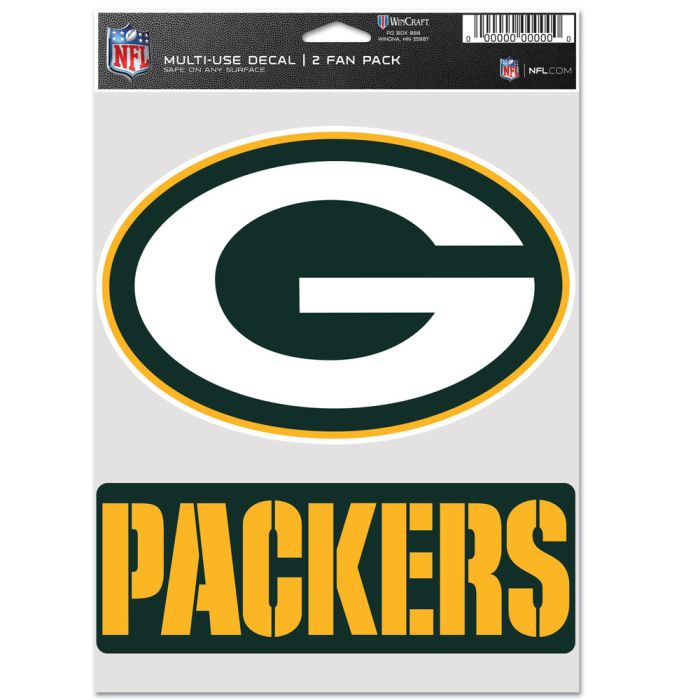 Green Bay Packers Sports Multi Used Decal 2 Fan Pack