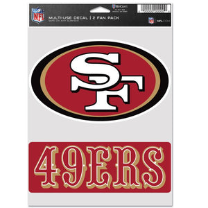 San Francisco 49ers Sports Multi Used Decal 2 Fan Pack