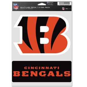 Cincinnati Bengals Sports Multi Used Decal 2 Fan Pack