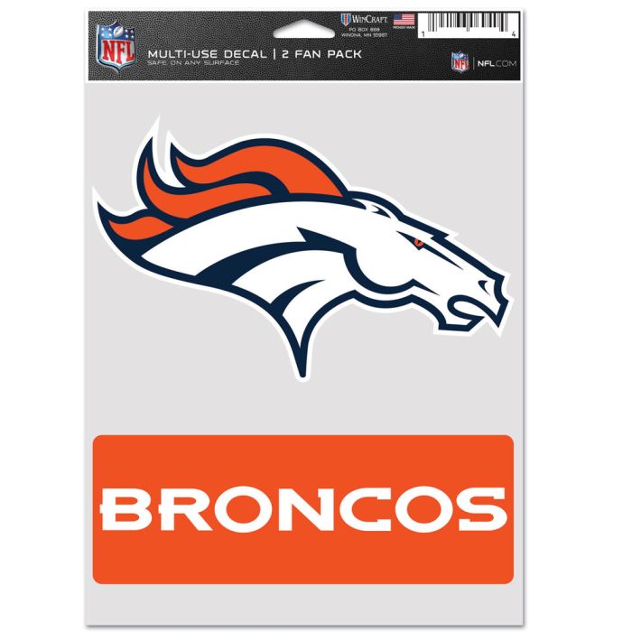 Denver Broncos Sports Multi Used Decal 2 Fan Pack