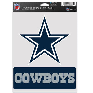 Dallas Cowboys Sports Multi Used Decal 2 Fan Pack