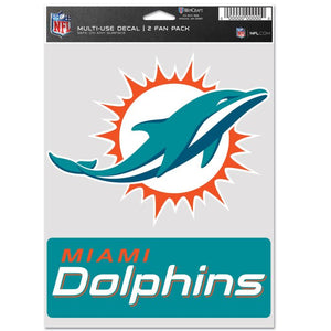 Miami Dolphins Sports Multi Used Decal 2 Fan Pack