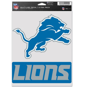 Detroit Lions Sports Multi Used Decal 2 Fan Pack