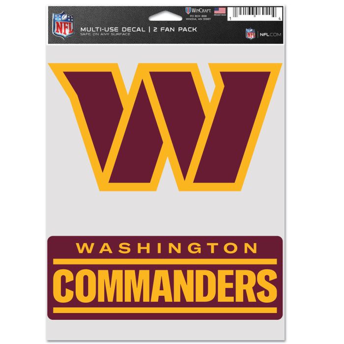 Washington Commanders Sports Multi Used Decal 2 Fan Pack