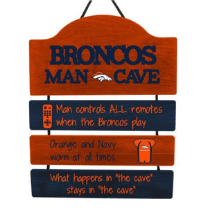 Denver Broncos Man Cave Rules Wood Sign
