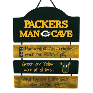Green Bay Packers Man Cave Rules Wood Sign
