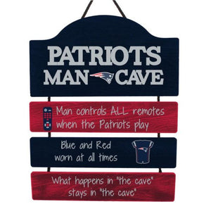 New England Patriots Man Cave Rules Wood Sign