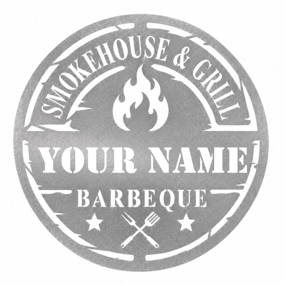 Personalized Metal BBQ Grill Sign –  Smokehouse & Grill Wall Art & Gift for Dad