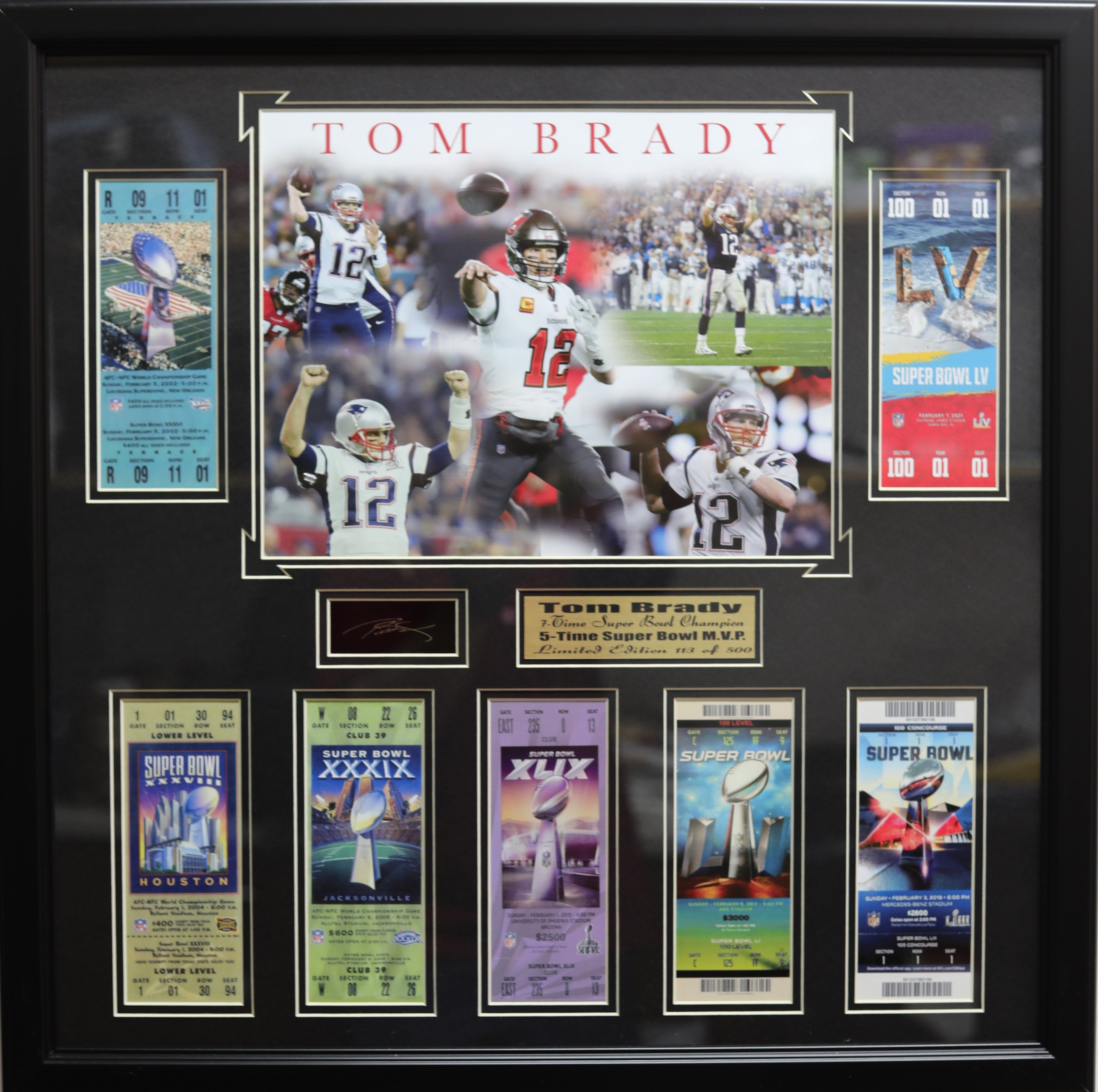 Tom Brady 7 Time Super Bowl Champion Ticket Large Frames