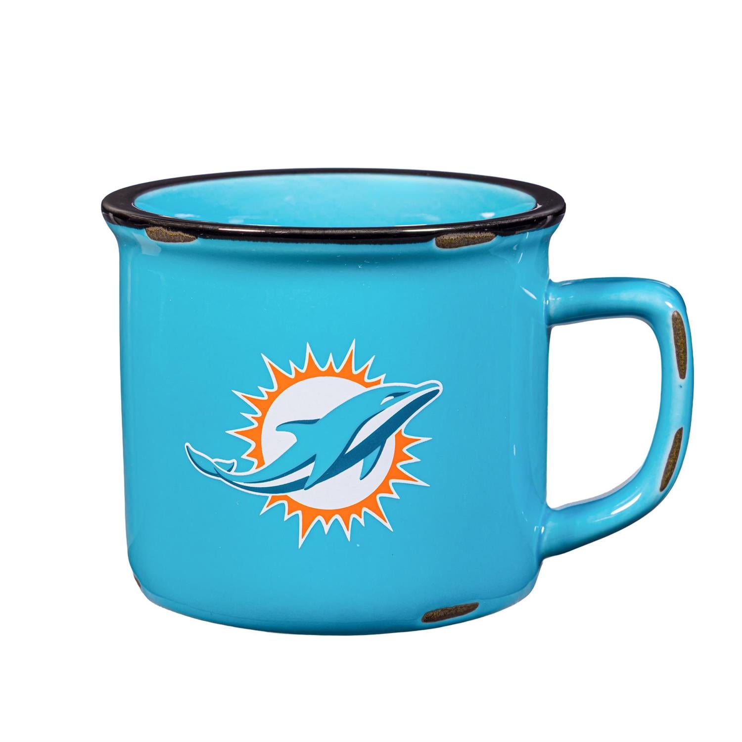 Miami Dolphins Ceramic Camp Cup with Enamel Finish 14oz
