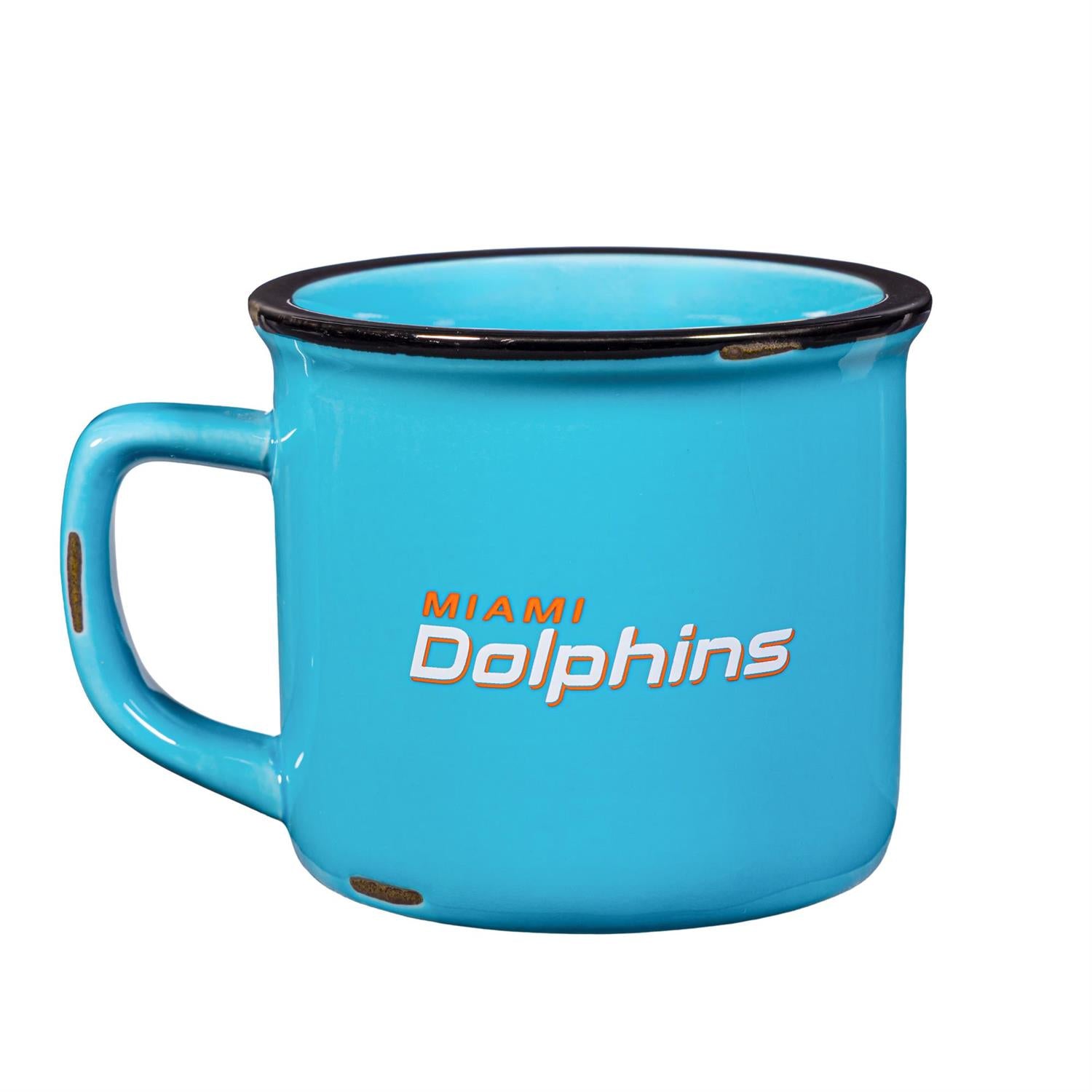 Miami Dolphins Ceramic Camp Cup with Enamel Finish 14oz