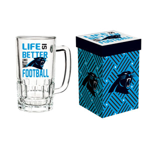 Carolina Panthers Glass Tankard Cup with Gift Box