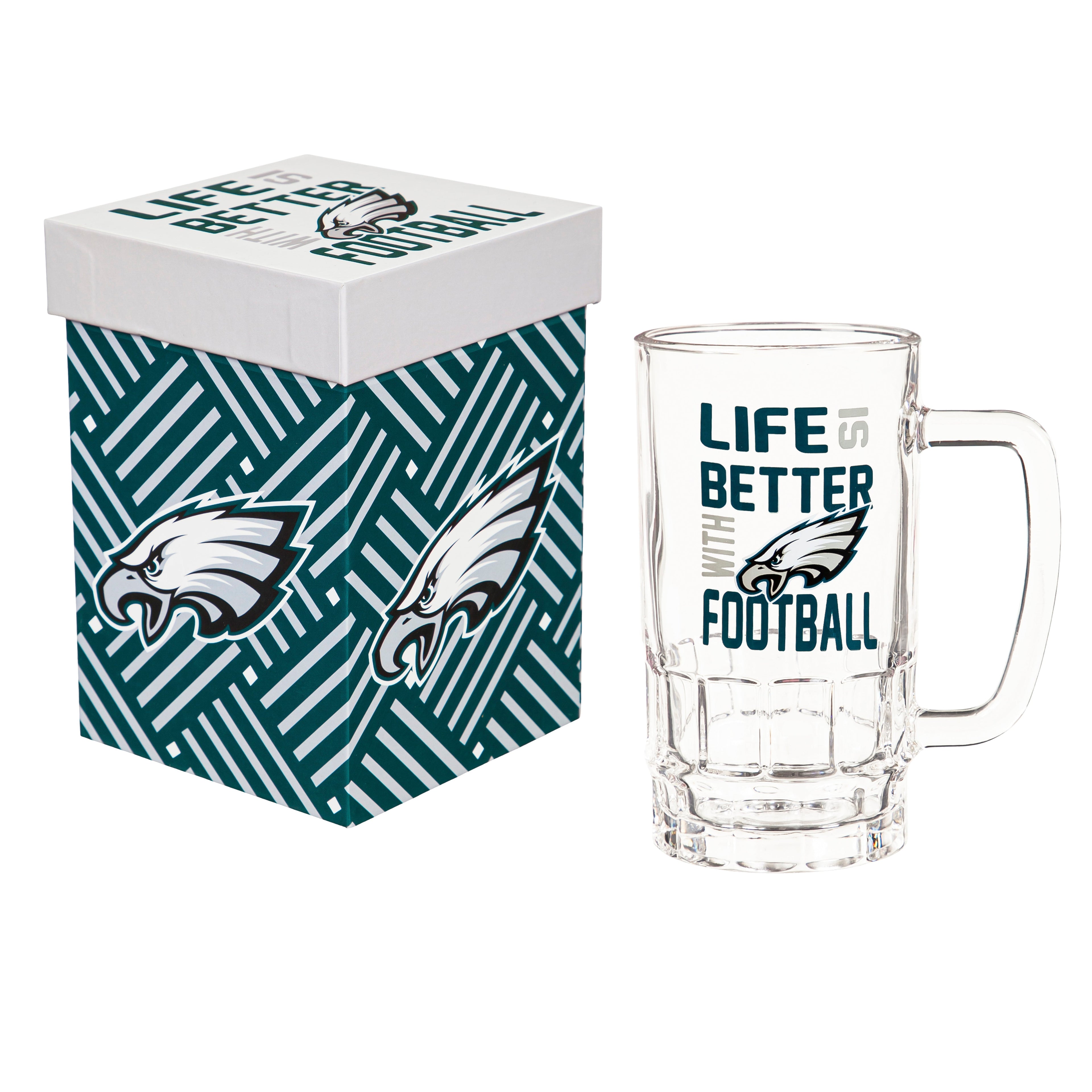 Philadelphia Eagles Glass Tankard Cup with Gift Box