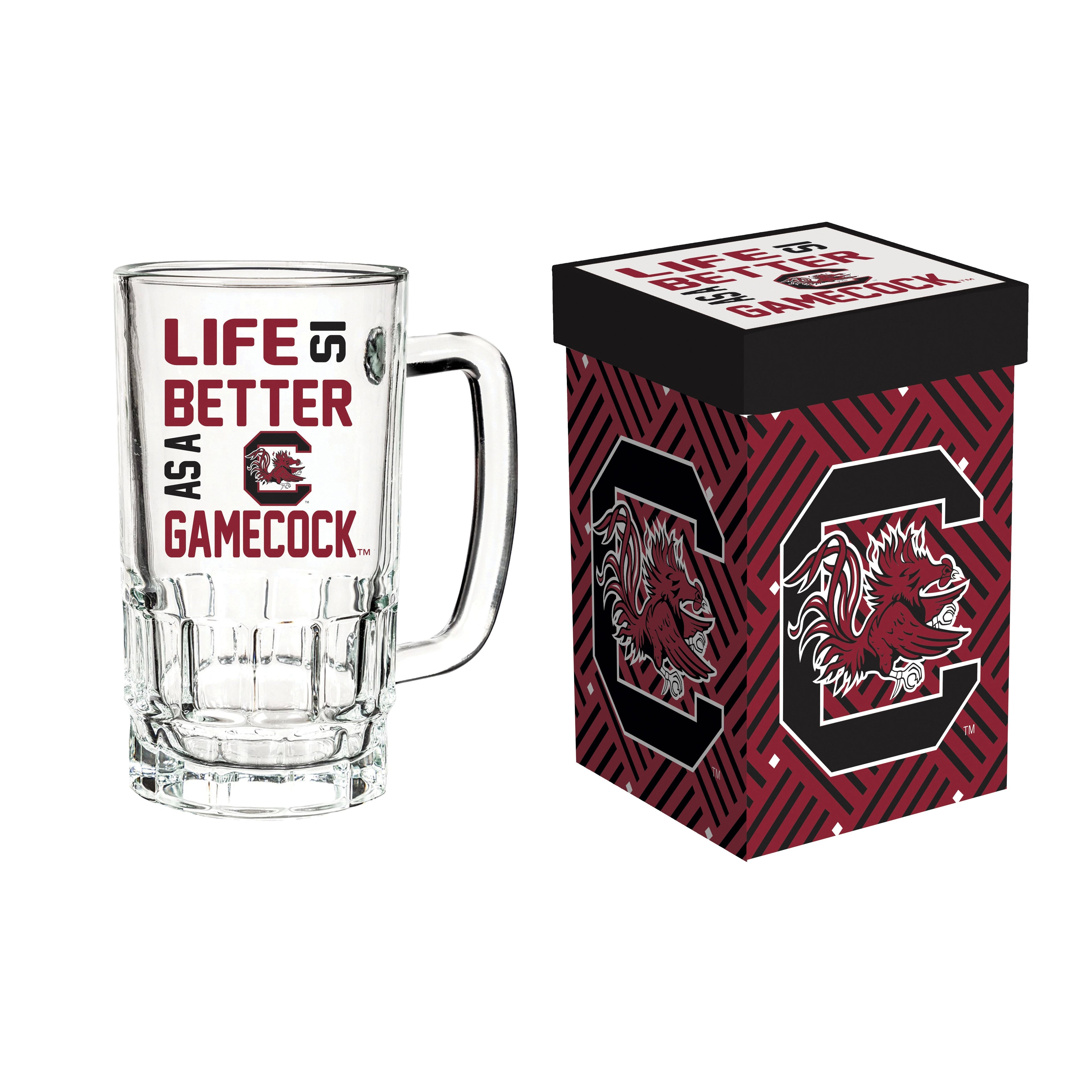 South Carolina Gamecocks Glass Tankard Cup with Gift Box