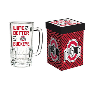 Ohio State Buckeyes Glass Tankard Cup with Gift Box