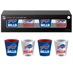 Buffalo Bills 4 Piece Ceramic and Glass 2oz. Shot Glass Set